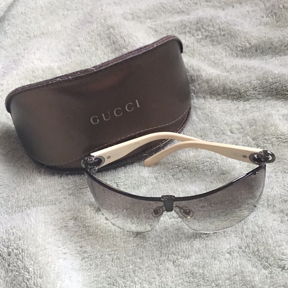 Gucci Accessories - Vintage Gucci white shield sunglasses